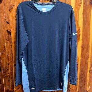 Nike Pro Long Sleeve Shirt in Navy and Light Blue